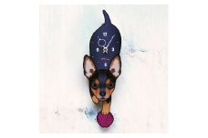 D-109F4 ミニチュアピンシャー-犬の振り子時計花04.YELLOW C-CD-109A