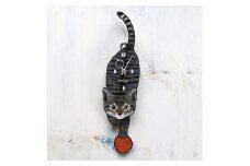 C-007W3 キジトラ(子猫)-猫の振り子時計毛糸玉03.RED C-CC-007A