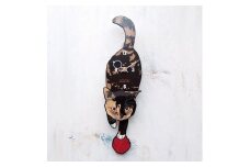 C-33W3 サビ-猫の振り子時計毛糸玉03.RED C-CC-033A