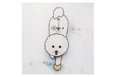 D-26W6 ビションフリーゼ-犬の振り子時計毛糸玉06.BLUE C-CD-026A