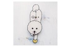 D-26F4 ビションフリーゼ-犬の振り子時計花04.YELLOW C-CD-026A