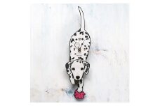 D-68W6 ダルメシアン-犬の振り子時計毛糸玉06.BLUE C-CD-068A