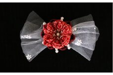 つまみ細工の髪飾り(レース付/ピン)_花直径6×高さ3cm W-ww-038A