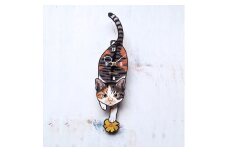 C-37W2 三毛(子猫)-猫の振り子時計毛糸玉02.PINK C-CC-037A
