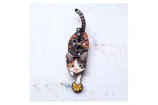 C-37F2 三毛(子猫)-猫の振り子時計花02.PINK C-CC-037A