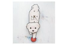 D-130W6 マルチーズ-犬の振り子時計毛糸玉06.BLUE C-CD-130A