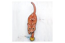 C-54F1 茶トラ-猫の振り子時計花01.ORANGE C-CC-054A