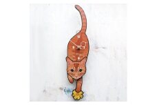 C-54F1 茶トラ-猫の振り子時計花01.ORANGE C-CC-054A
