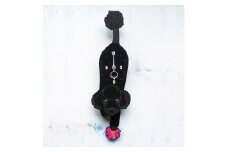 D-004T1 プードル（黒）-犬の振り子時計 テニスボール C-CD-004A