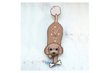 D-11F6 トイプードル ブラウン-犬の振り子時計 花06.BLUE C-CD-011A