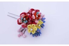 つまみ細工の髪飾り（かんざし）直径9×高さ8cm W-ww-092A