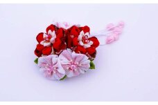 つまみ細工の髪飾り/コサージュ直径7×高さ4cm W-ww-090A