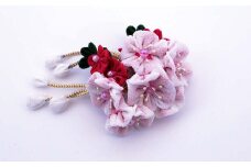 つまみ細工の髪飾り/コサージュ直径7×高さ3cm W-ww-089A