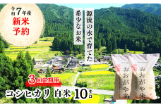 【3回定期便】白米 10kg 令和7年産 コシヒカリ 岡山 「おおがや米」生産組合 G-ag-BEEA