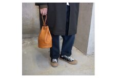 巾着ポーチ 栃木レザーWコガシ/淡茶 L012