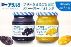 【アヲハタジャム】まるごと果実 ブルーベリー / オレンジ 5＋4瓶 合計9瓶（1瓶250g〜255g） ジャム ママレード マーマレード 果物 フルーツ スプレッド ブルーベリー オレンジ みかん ミカン