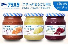 【アヲハタジャム】まるごと果実 いちじく / リンゴ / クランベリー 各3瓶 合計9瓶（1瓶250g〜255g） ジャム ママレード マーマレード 果物 フルーツ イチジク 無花果 りんご 林檎