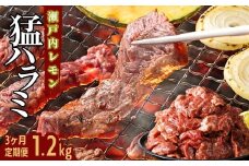 【3ヶ月定期便】牛ハラミ 1.2kg(300g×4パック) 尾野精肉店の牛ハラミ瀬戸内レモン塩だれ 