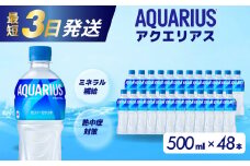 アクエリアス PET 500ml×48本（24本×2ケース）最短3日で発送 スポーツドリンク スポーツ飲料 清涼飲料水 水分補給 ペットボトル 箱買い まとめ買い 備蓄 災害用 014042