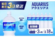 【3か月定期便】アクエリアス PET 2L×6本 最短3日で発送 スポーツドリンク スポーツ飲料 清涼飲料水 水分補給 ペットボトル 箱買い まとめ買い 備蓄 災害用 014044