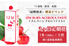 【IZM酵素ドリンク】《3か月定期便》IZM BURN ACEROLA TASTE  健康 便秘 お通じ 燃焼 アセロラテイスト 美容 ダイエット ファスティング 置き換え インナーケア イズム 199004