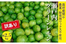 レモン【先行受付】【2025年10月以降発送】【栽培期間中 農薬・除草剤不使用】離島 佐木島！訳ありグリーンレモン 約2.5kg   広島 三原 佐木島 鷺島みかんじま 017062