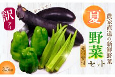 【期間限定】《訳あり》みのる農園 農家直送！夏野菜セット(ピーマン、ナス、オクラ)3.5kg やさい 詰合せ BBQ 広島県三原市 206003