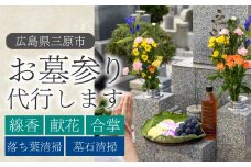 墓参り代行 1回 線香 献花 合掌 清掃 広島県三原市 215002