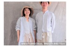 襟付き オーガニックコットン100％ダブルガーゼ・ユニセックスシャツ　Mサイズ／白【男女兼用 柔らかい 肌に優しい シャツ ゆるシャツ トップス おすすめ 広島県 尾道市】