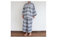 はくすうパジャマ　ボーダー【寝巻 オーガニック 男女兼用 肌に優しい ガーゼ ストライプ 国産 おすすめ 広島県 尾道市】