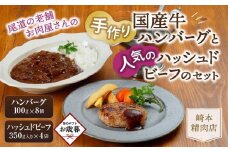 【お歳暮ギフト】★【崎本精肉店】尾道の老舗お肉屋さんの手作りハンバーグと人気のハッシュドビーフのセット