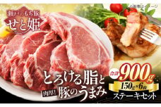 冷凍 肉「 瀬戸 の もち豚 せと姫 」 ステーキセット 約900g  (150g×6枚) 広島県福山市/日本畜産株式会社 豚肉 ステーキ 焼肉 セット ギフト ステーキ肉 肉 お肉 にく おにく ギフト 贈答 BBQ バーベキュー トンテキ 広島 福山[BAER003]