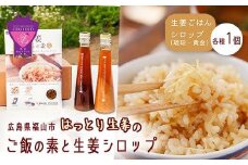 ＼寄附額改定／　福山産 厳選素材の「生姜ごはんの素×1袋」＆「ジンジャーシロップ200ml×2本」【詰合せ ごはんの素 生姜ごはん 生姜 シロップ お弁当 広島県 福山市】