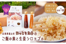 ＼寄附額改定／　福山産 厳選素材の「生姜ごはんの素×1袋」＆「ジンジャーシロップ100mL×2本」【詰合せ ごはんの素 生姜ごはん 生姜 シロップ お弁当 広島県 福山市】