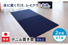 畳 畳とデニムが融合したデニム置き畳「びんご」　2枚組（約1畳） 畳 デニム インテリア リビング ライフスタイル 雑貨 広島県福山市/株式会社備後ムラカミ [BADN002]