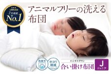 《日本製》洗える 人工羽毛布団 合い掛け布団 〈ジュニア〉人工羽毛 エントリーモデル  広島県福山市/イシケン株式会社 羽毛 布団 ふとん 掛け布団 掛布団 中厚 軽い 日本製 春 秋 寝具 アレルギー対策 広島 福山 [BAAK032]