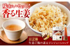 生姜詰め合わせ ジンジャーシロップ珠玉 200ml×1本 ＆ 生姜ごはんの素 2合×1袋　広島県福山市/ジンジャーダイヤモンド 生姜 しょうが ショウガ 炊き込みご飯 生姜湯 国産 [BAAV002]