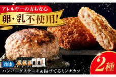 冷凍 肉 和牛 入り塩で食べるハンバーグステーキ＆揚げてる ミンチカツ セット ( ハンバーグ 2個、揚げてるミンチカツ3個) 広島県福山市/有限会社池口精肉店 ハンバーグ メンチカツ 和牛 牛肉 豚肉 国産 レンジ 詰め合わせ 広島 福山 [BAFK004]