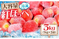 冷凍いちご 紅ほっぺ 1kg×3袋 国産 完熟 スムージー ジャム ヨーグルト 一口サイズ イチゴ 完熟 苺 果物 フルーツ 冷凍 広島県福山市/株式会社ベジータ [BABR001]