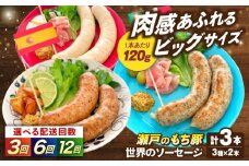 【選べる回数】「瀬戸のもち豚」世界のソーセージ３種セット  広島県福山市/日本畜産株式会社 ウインナー ソーセージ チョリソー 詰め合わせ おつまみ おかず [BAER066]