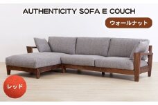 No.1122-05 （ウォールナット）AUTHENTICITY SOFA E COUCH RD（レッド） ／ 家具 木製 ウッドフレーム ソファ カウチタイプ カウチソファ ラグジュアリー 広島県