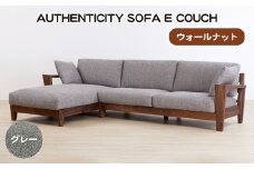 No.1122-07 （ウォールナット）AUTHENTICITY SOFA E COUCH GR（グレー） ／ 家具 木製 ウッドフレーム ソファ カウチタイプ カウチソファ ラグジュアリー 広島県
