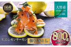 国産サーモン 切り落とし 800g (80g×10P) 小分け 広島レモンサーモン｜国産 冷凍 刺身 切落し 広島県産 ふるさと納税 特産品 グルメ 鮭 サーモン レモンサーモン 魚 高級 広島 ギフト [1946]