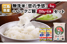 広島県産無洗米「恋の予感」（5kg）＋パックご飯（200g×6食）