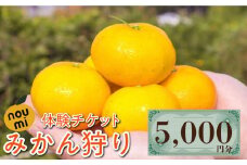 川西農園みかん畑 みかん狩り 体験チケット 5,000円分 みかん ミカン mikan 蜜柑 果物 くだもの フルーツ 柑橘 かんきつ 小玉 濃厚 甘い 甘味 ギフト 人気 先行予約 送料無料 国産 リピート ギフト プレゼント 贈答 人気 高品質 好評 広島県産 江田島市/川西農園みかん畑 [XBC006]