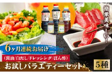 【全6回定期便】【これ1本で美味しい味付】調味料 お試しバラエティーセット 醤油 白だし ドレッシング ぽん酢 鍋 醤油 しょう油 しょうゆ お醤油 セット 詰め合わせ 調味料 大豆 刺身 煮物 だし だし醤油 出汁醤油 出汁 濃口 濃い口 こいくち 安心 安全 手作り コク 旨味 国産 料理 グルメ 保存 リピート ギフト 人気 高品質 好評 広島県産 江田島市/濱口醤油[XAA027]