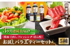 【全3回定期便】【これ1本で美味しい味付】調味料 お試しバラエティーセット 醤油 白だし ドレッシング ぽん酢 鍋 醤油 しょう油 しょうゆ お醤油 セット 詰め合わせ 調味料 大豆 刺身 煮物 だし だし醤油 出汁醤油 出汁 濃口 濃い口 こいくち 安心 安全 手作り コク 旨味 国産 料理 グルメ 保存 リピート ギフト 人気 高品質 好評 広島県産 江田島市/濱口醤油[XAA026]