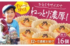 【全12回定期便】ねっとり濃厚！ひとくちサイズの スイートポテト 16個セット 芋 さつまいも サツマイモ さつま芋 スイーツ デザート おやつ 焼き菓子 甘い 国産 お取り寄せ 芋スイーツ ケーキ 洋菓子 手作り レシピ 簡単 リピート ギフト プレゼント 贈答 人気 高品質 好評 広島県産 江田島市/峰商事合同会社[XAD062]