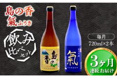 【全3回定期便】【日本酒飲み比べセット】純米吟醸 氣／上撰 島の香 日本酒 さけ sake 酒 お酒 日本酒 アルコール 地酒 純米 大吟醸 焼酎 原酒 菰樽 純米 辛口 飲み比べ セット ギフト プレゼント 贈答 贈り物 お祝い 内祝い ご自宅用 ご家庭用 人気 高品質 好評 贈答 ギフトプレゼント 贈答 人気 高品質 好評 広島県産 江田島市/津田酒造株式会社[XAK033]