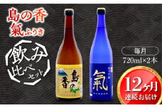 【全12回定期便】【日本酒飲み比べセット】純米吟醸 氣／上撰 島の香 日本酒 さけ sake 酒 お酒 日本酒 アルコール 地酒 純米 大吟醸 焼酎 原酒 菰樽 純米 辛口 飲み比べ セット ギフト プレゼント 贈答 贈り物 お祝い 内祝い ご自宅用 ご家庭用 人気 高品質 好評 贈答 ギフトプレゼント 贈答 人気 高品質 好評 広島県産 江田島市/津田酒造株式会社[XAK035]